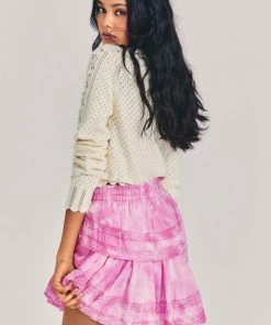 LoveShackFancy NEW IN Ruffle Mini Skirt - Begonia Hand Dye