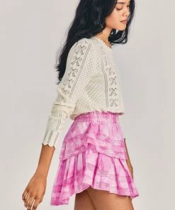 LoveShackFancy NEW IN Ruffle Mini Skirt - Begonia Hand Dye