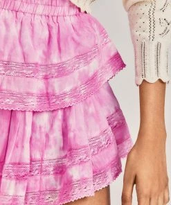 LoveShackFancy NEW IN Ruffle Mini Skirt - Begonia Hand Dye