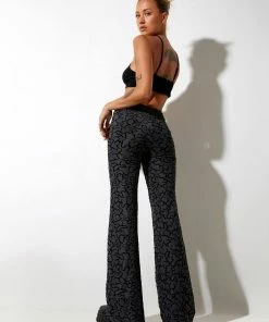 Motelrocks NANCHA FLARE TROUSER IN TRIBAL FLOCK