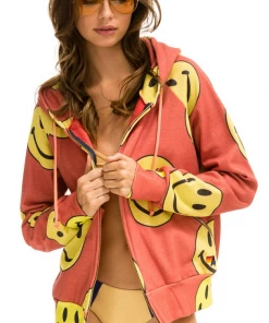 Aviator Nation NEW IN Smiley Repeat Zip Hoodie
