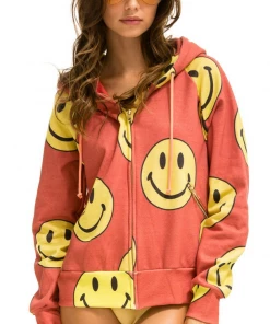 Aviator Nation NEW IN Smiley Repeat Zip Hoodie