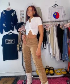 OnFemme By Lindsey's Kloset Time To Go RUCHED TROUSER PANTS NEW IN