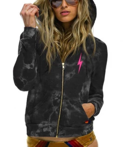 Aviator Nation Vintage Hand Dyed Bolt Zip Hoodie NEW IN