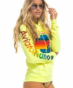 AVIATOR NATION PULLOVER HOODIE - NEON YELLOW NEW IN