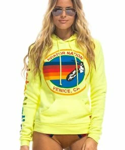 AVIATOR NATION PULLOVER HOODIE - NEON YELLOW NEW IN