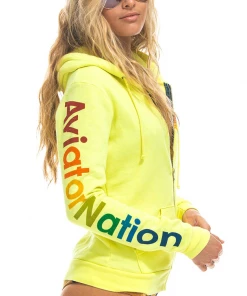 Aviator Nation Neon Yellow Zip Hoodie