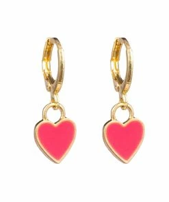 Koko And Lola Lia Pink Stainless Steel Mini Huggie Gold Earrings
