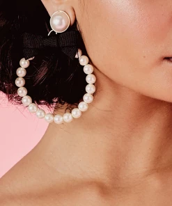 For Love And Lemons Bowtie Pearl Hoop Earrings BEST SELLERS