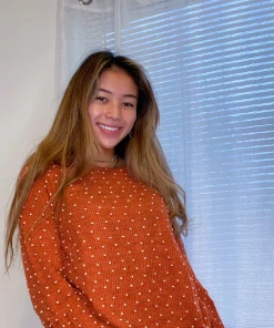 OnFemme By Lindsey's Kloset NEW IN Burnt Orange Polka Dot Top