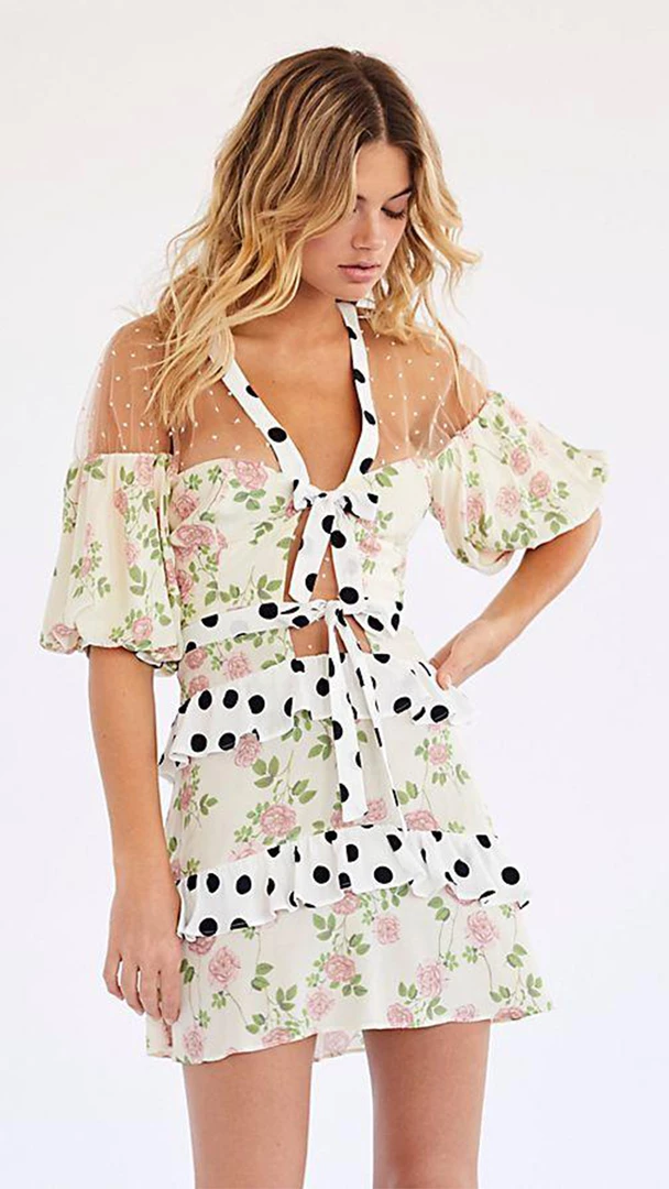 For Love And Lemons BEST SELLERS Butterscotch Tiered Mini Dress 2 For Love And Lemons BEST SELLERS Butterscotch Tiered Mini Dress