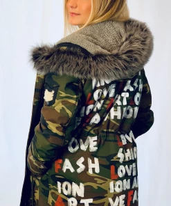 Love Fashion Art Custom Hand Painted Camouflage Coat Clothing