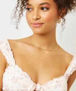 Frankie's Bikinis NEW IN Colby Tie Front Ruffle Bikini Top