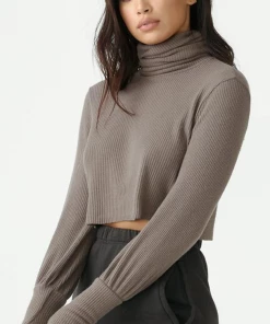 Joah Brown Cropped Turtleneck Sweater