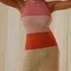 Pepper Mayo NEW IN Last Sunset Hour Crochet Mini Dress - Pink Orange Splice