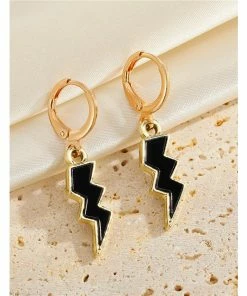 Koko And Lola Hava Black Mini Lightning Bolt Earrings