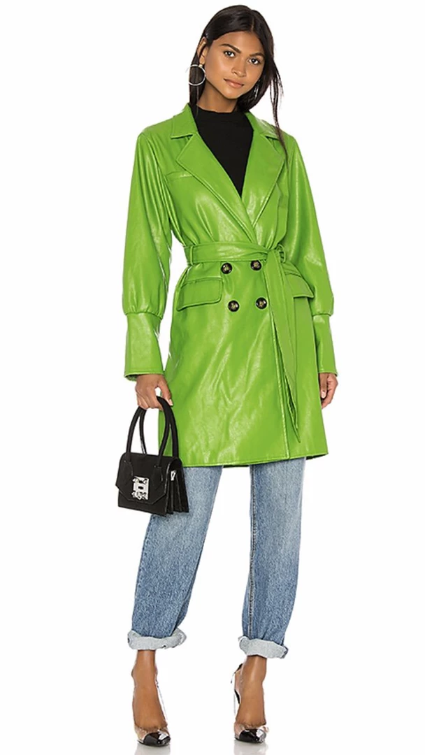 KENDALL & KYLIE Farrah Vegan Leather Trench Coat 1 KENDALL & KYLIE Farrah Vegan Leather Trench Coat