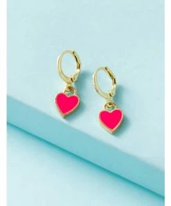 Koko And Lola Lia Pink Stainless Steel Mini Huggie Gold Earrings