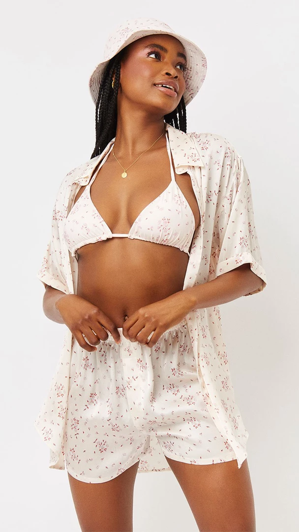 Frankie's Bikinis Fifi Silk Button Up Shirt NEW IN 1 Frankie's Bikinis Fifi Silk Button Up Shirt NEW IN