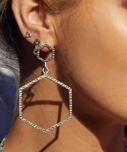 Luv AJ BEST SELLERS Hammered Hex Statement Earrings