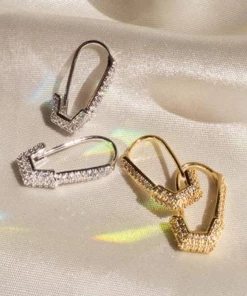 Luv AJ NEW IN Pave Hex Safety Pin Earrings