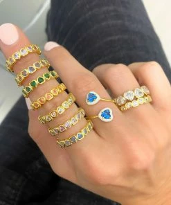 JTGjewelry Bezel Heart Color Stone Ring NEW IN