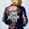 Love Fashion Art Clothing Oversized Hand Painted Soft Leather Biker Jacket