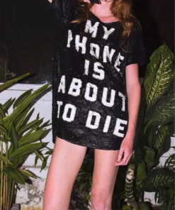 Mua Mua Dolls Clothing "My Phone Is About To Die" Mini Sequin Dress