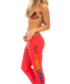 Aviator Nation Neon Red Sweatpants NEW IN