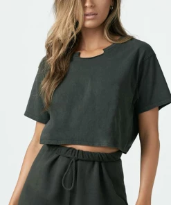 Joah Brown Notched Crop Tee