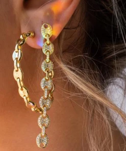 Luv AJ Pave Mariner Link Drop Earrings