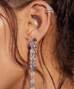 Luv AJ Pave Mariner Link Drop Earrings