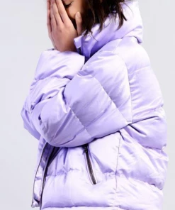 UK Glamorous Lilac Satin Puffer Jacket