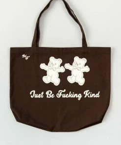 The Mayfair Group NEW IN JUST BE FUCKING KIND Brown Tote Bag