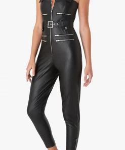 We Wore What Vegan Leather Moto Overalls
