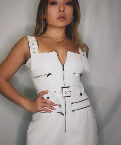 We Wore What Vegan Leather Moto Short Overalls BEST SELLERS