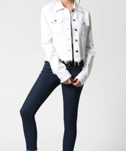 Hidden Rebel White Fitted Frayed Hem Jacket BEST SELLERS