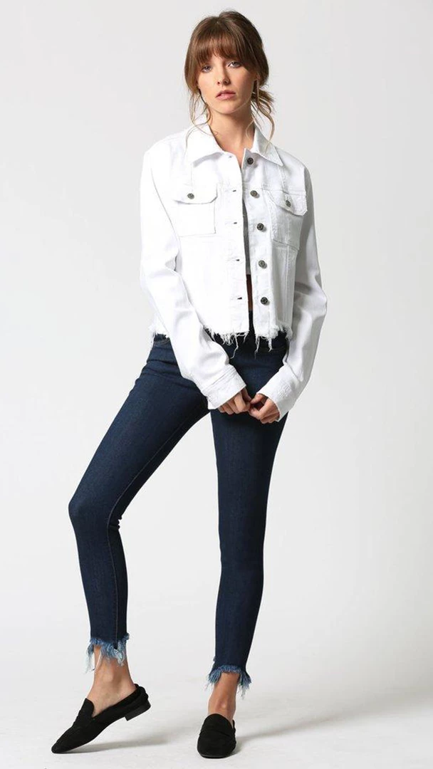 Hidden Rebel White Fitted Frayed Hem Jacket BEST SELLERS 1 Hidden Rebel White Fitted Frayed Hem Jacket BEST SELLERS