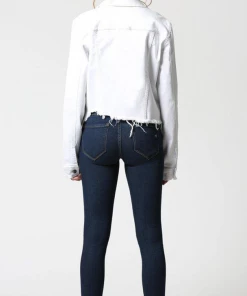 Hidden Rebel White Fitted Frayed Hem Jacket BEST SELLERS