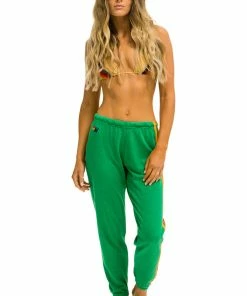 Aviator Nation WOMEN'S 5 STRIPE SWEATPANTS - KELLY GREEN 2