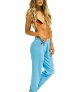 Aviator Nation NEW IN WOMEN'S 5 STRIPE SWEATPANTS - SKY 2