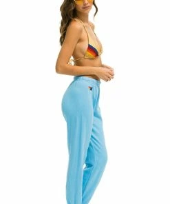 Aviator Nation NEW IN WOMEN'S 5 STRIPE SWEATPANTS - SKY/PINK PURPLE 5 Aviator Nation NEW IN WOMEN'S 5 STRIPE SWEATPANTS - SKY/PINK PURPLE