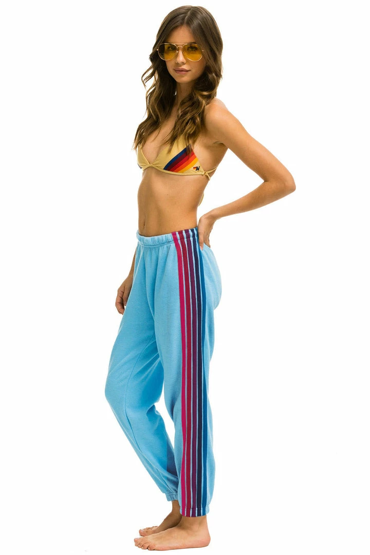 Aviator Nation NEW IN WOMEN'S 5 STRIPE SWEATPANTS - SKY/PINK PURPLE 1 Aviator Nation NEW IN WOMEN'S 5 STRIPE SWEATPANTS - SKY/PINK PURPLE