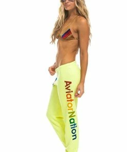 WOMEN'S AVIATOR NATION SWEATPANTS - NEON YELLOW
