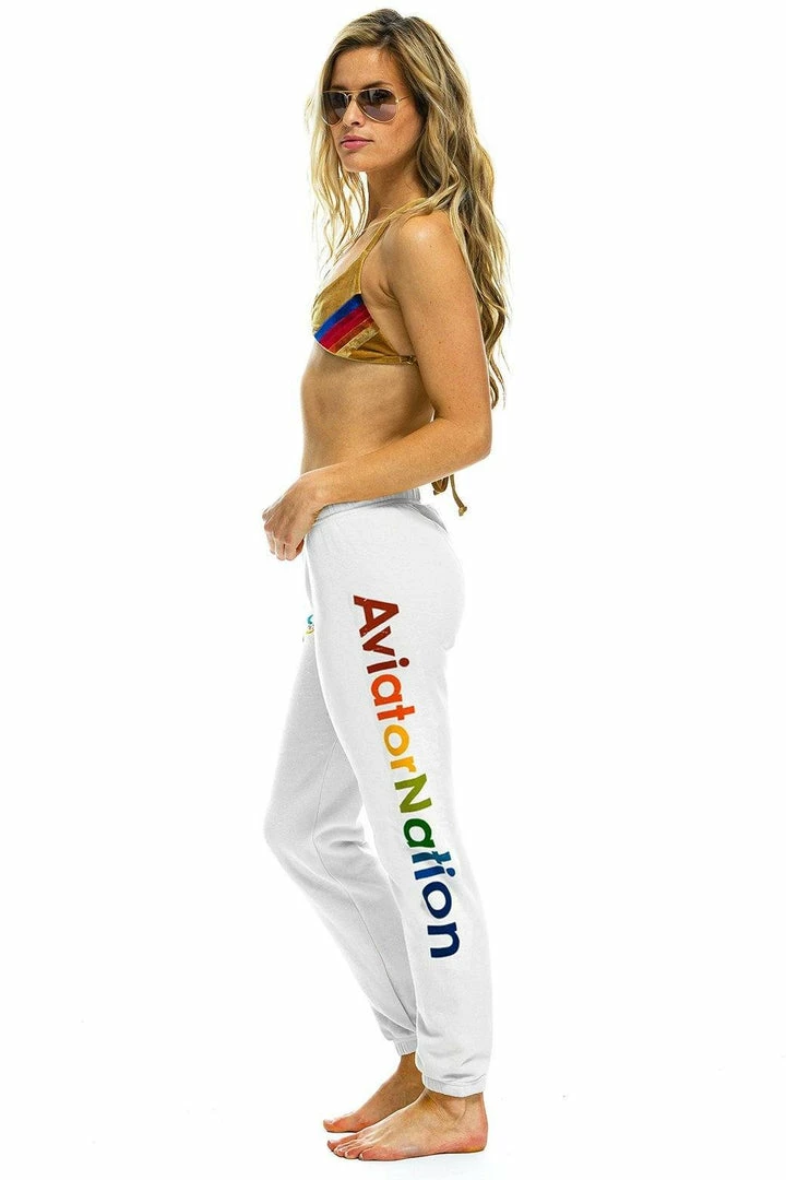 NEW IN WOMEN'S AVIATOR NATION SWEATPANTS - WHITE 2 NEW IN WOMEN'S AVIATOR NATION SWEATPANTS - WHITE